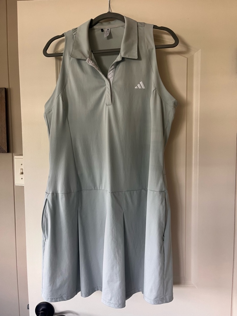 adidas Sleeveless Polo Midi golf Dress in Light Sage